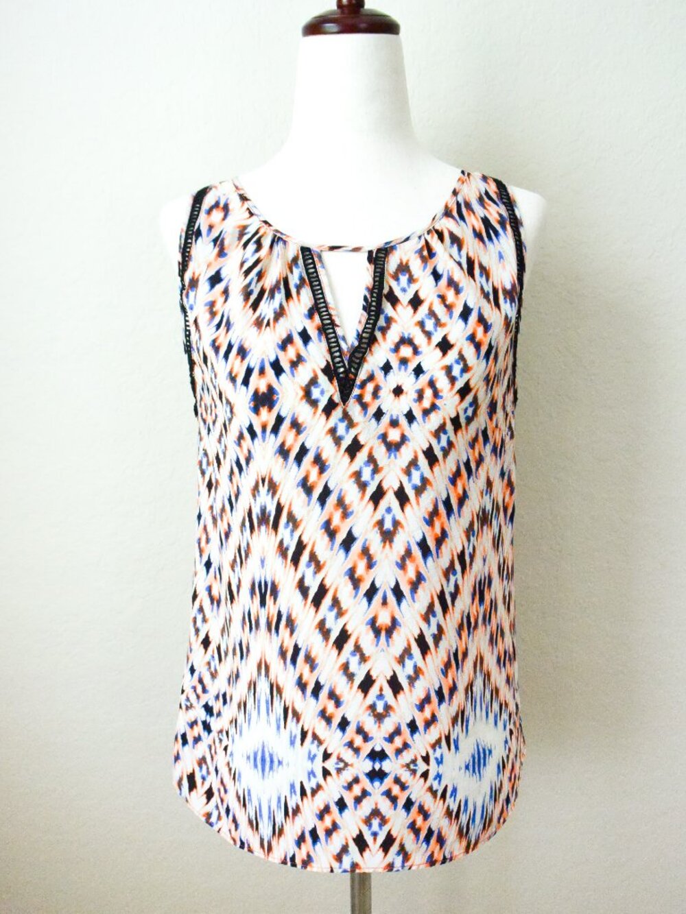 *Greylin* Designer: Silk Orange, Black & Blue Tank Top - XS - NEW! - FAST SHIP!
